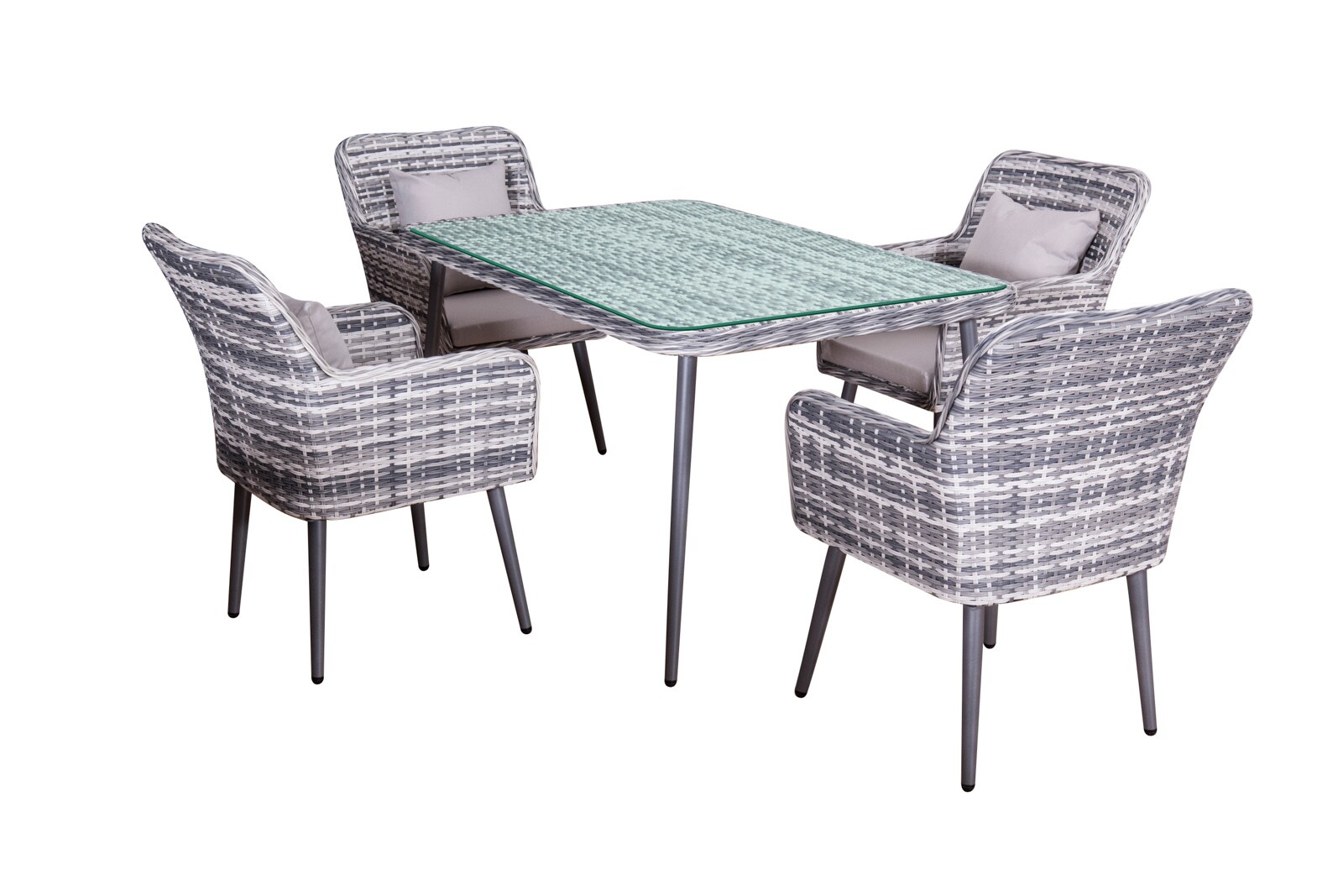 Garten Essgrupppe Lima Polyrattan Gartenmöbel  4 Personen grau Jet-Line | 04260620351609