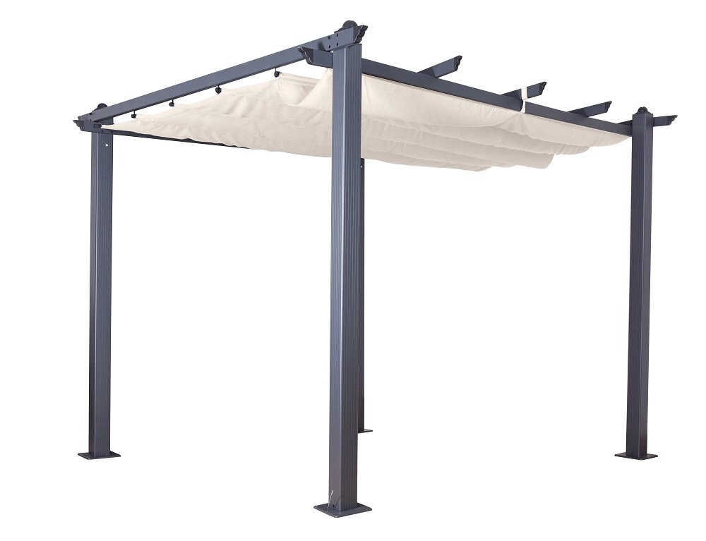 Pavillon Gartenpavillon 4x3m Luxor anthrazit-beige aus Aluminium  UV-Schutz Sonnenschutz
