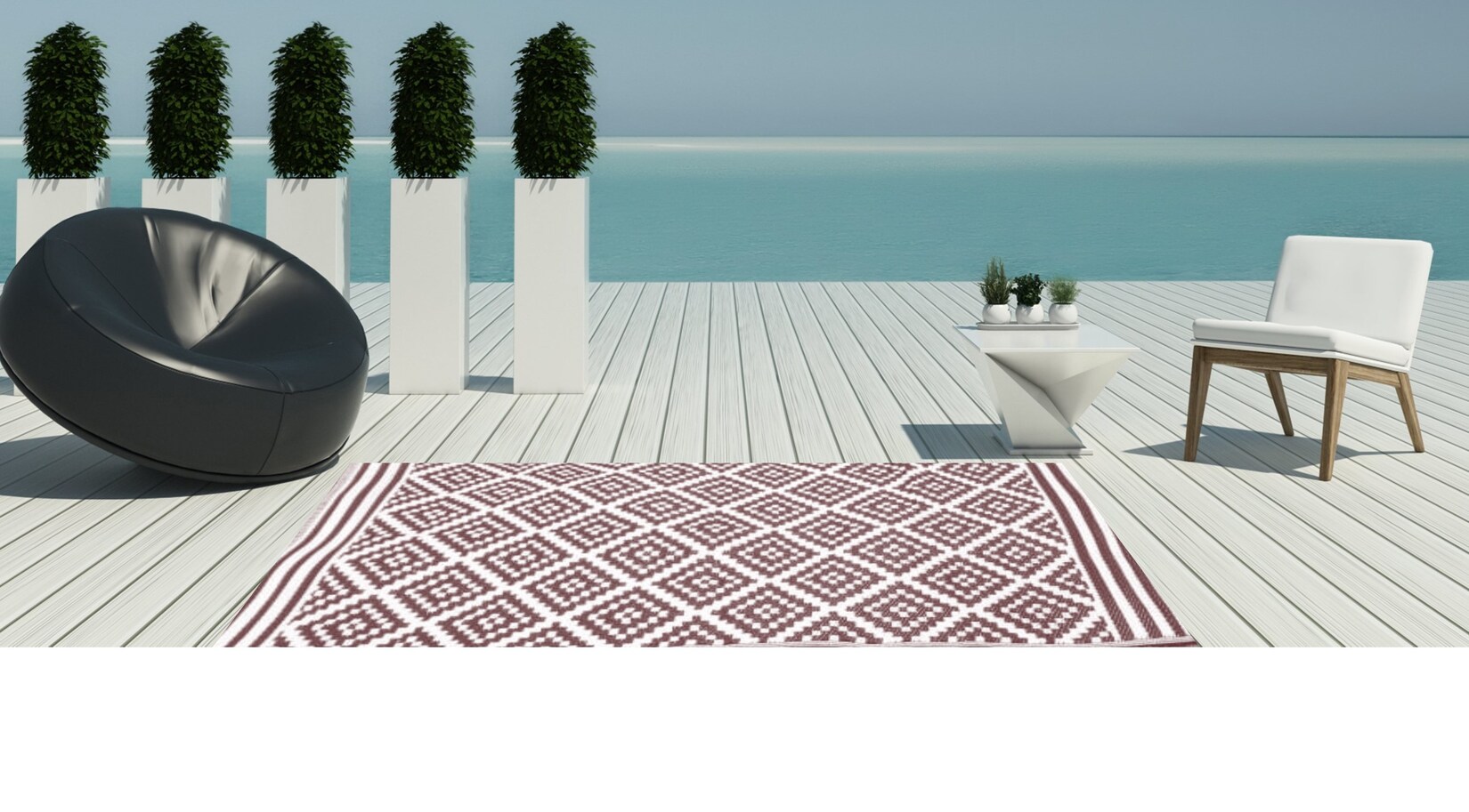 Garten Teppich Kunststoffteppich Austin braun 150x240cm Terrasse Balkon von