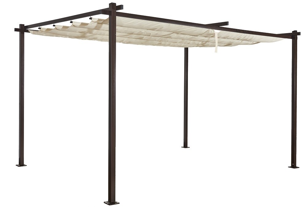 Pavillon Pergola LUXOR LIGHT 3x4m beige-anthrazit Schiebedach