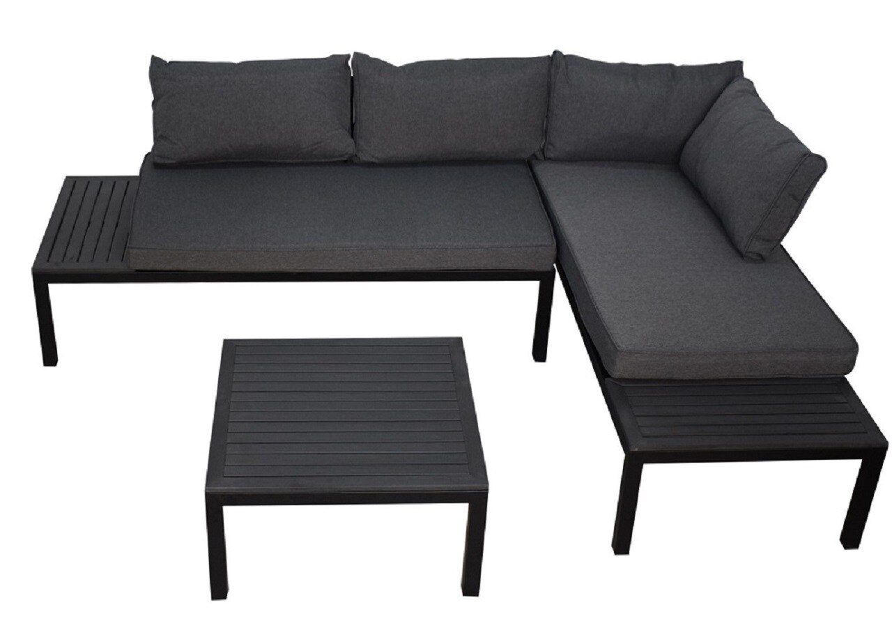 JetLine Lounge Set Gartenmöbel Gartenset KASSANDRA schwarz Balkon