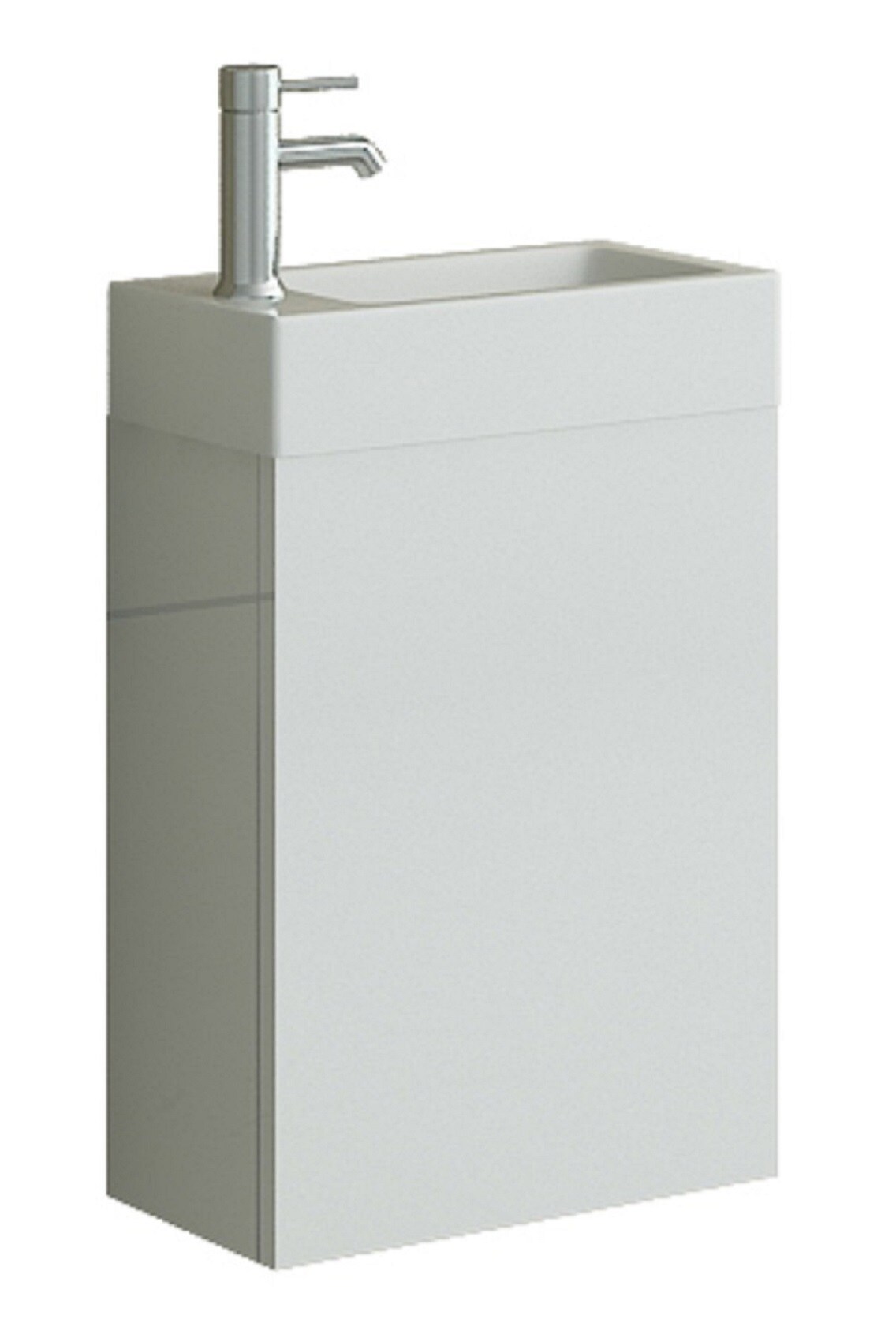 AARAU Badset G&auml;ste WC Badmoebel weiss Hochglanz Waschbecken schmal SMC klein Waschtisch Unterschrank - Bild 1