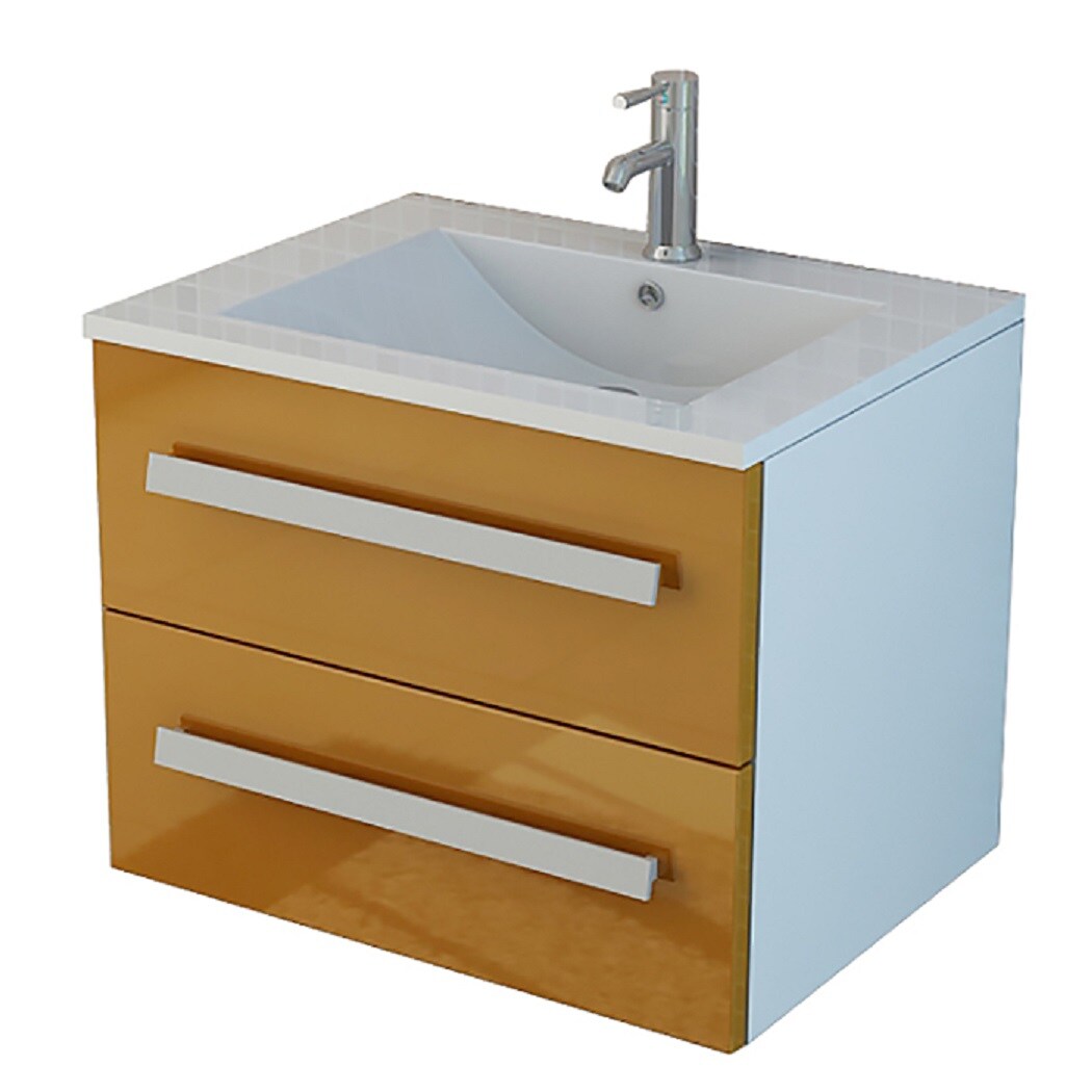 AROSA Badset Gaeste WC Badmöbel orange Hochglanz Waschbecken SMC Waschtisch Waschtischunterschrank | 04260180276152