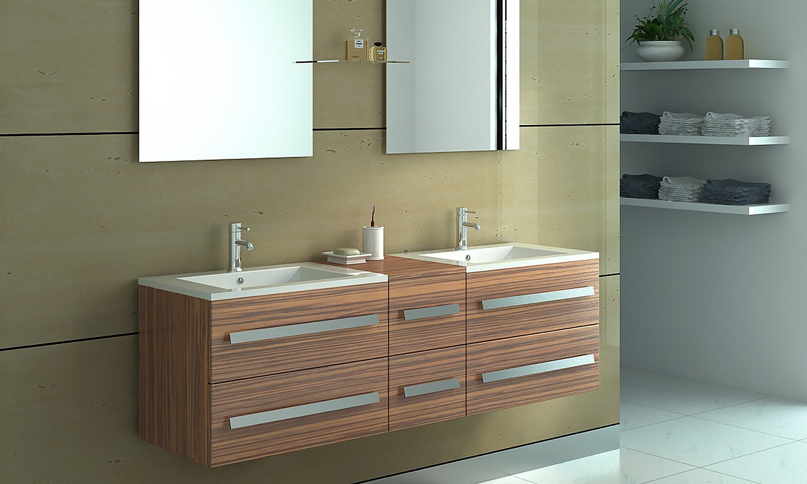 Badset ZÜRICH II Holzoptik zebra dunkel | 04260180276244