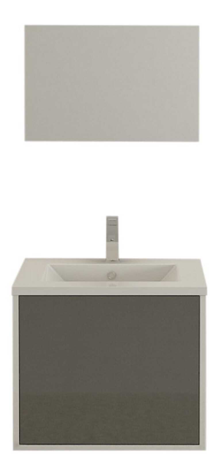 LINZ Badset grau Badmöbel 60 cm Waschbecken Unterschrank Hochglanz Jet-Line Bad-Set Badausstattung | 04260620352910