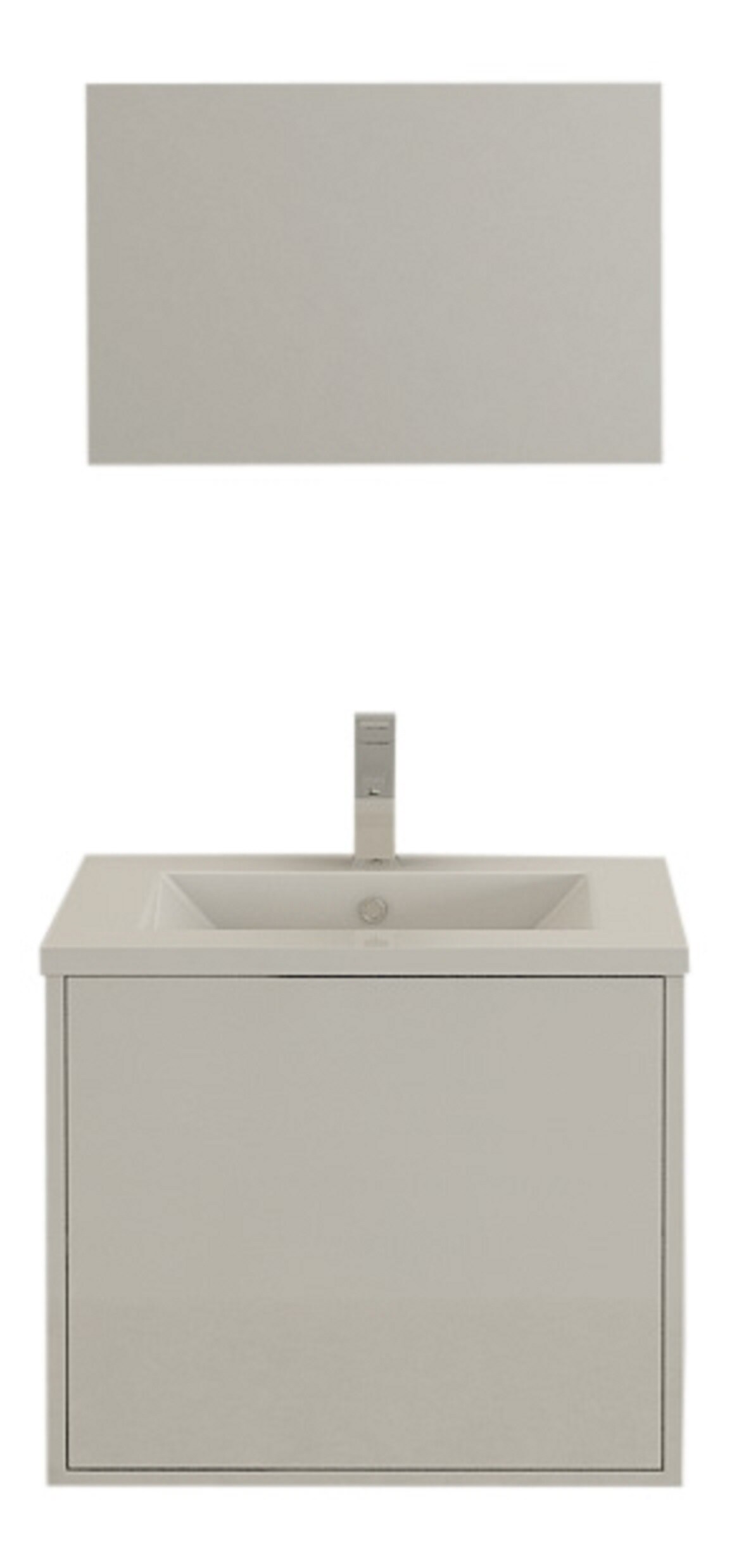 LINZ Badset wei&szlig; 60 cm Badm&ouml;bel Waschbecken Hochglanz Push Open Jet-Line Bad Badm&ouml;bel Badausstattung - Bild 1