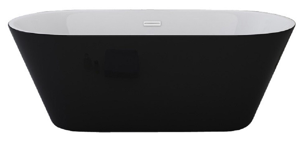 Badewanne Design LAUSANNE II schwarz Freistehend 170 x 80 cm | 04260620357885