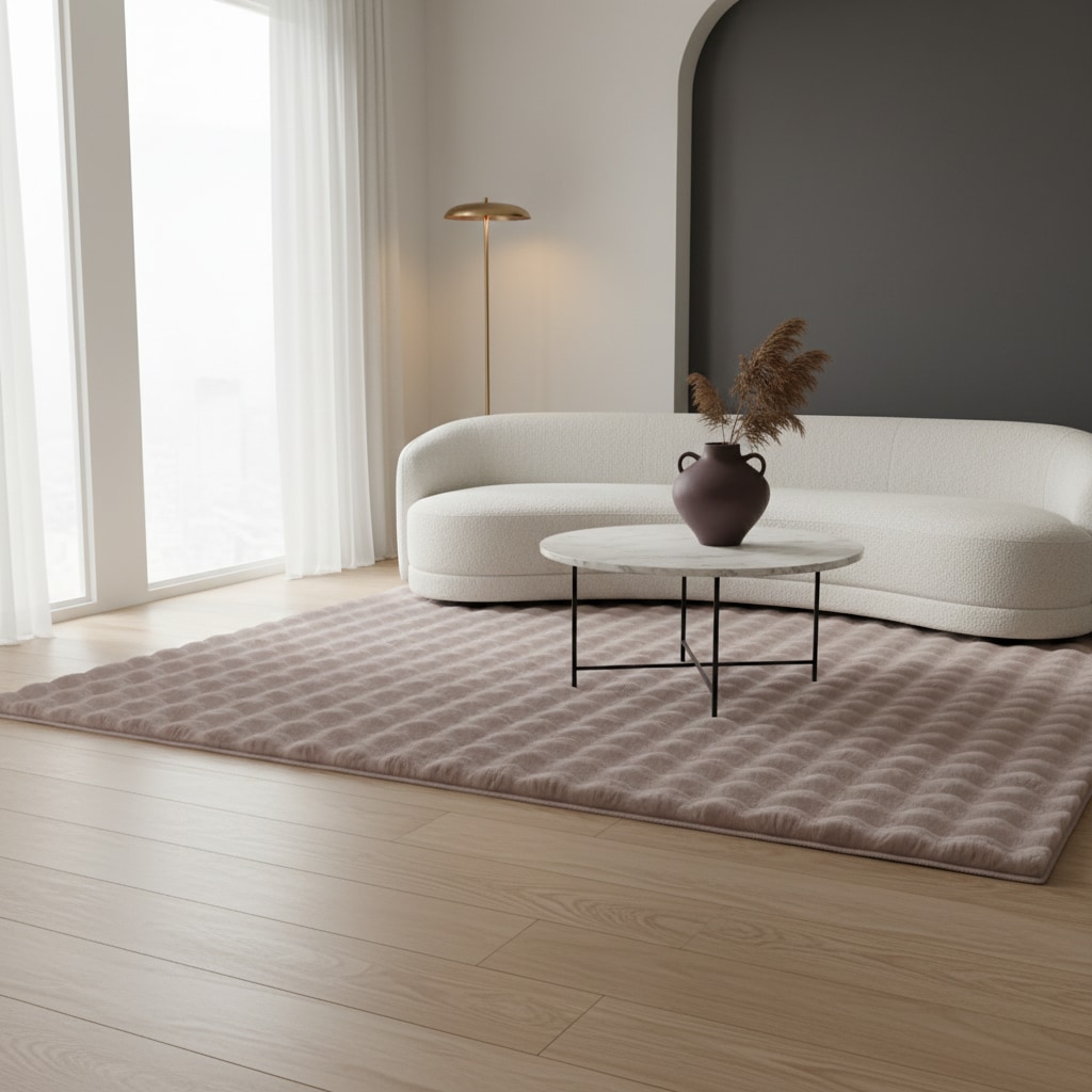 Teppich Hochflor Waschbar NAUDERS in Beige, einfarbig, 80 x 150 cm - Bild 1