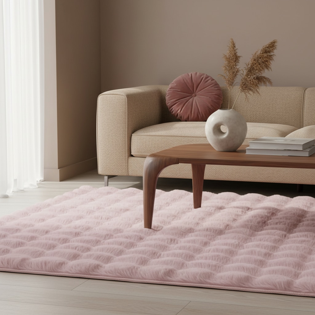 Teppich Hochflor Waschbar NAUDERS in Rosa, einfarbig, 80 x 250 cm