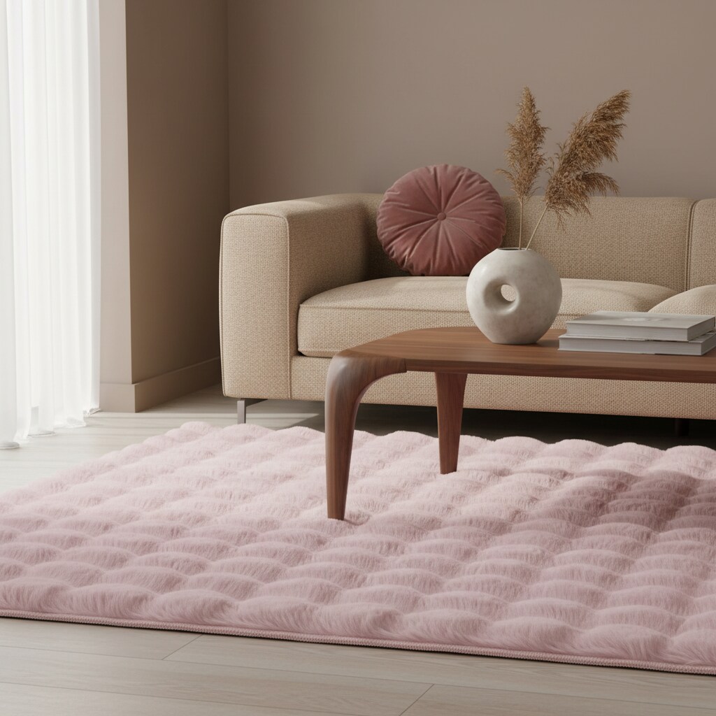 Teppich Hochflor Waschbar NAUDERS in Rosa, einfarbig, 140 x 200 cm - Bild 1