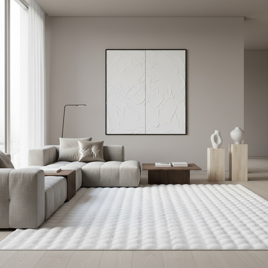 Teppich Hochflor Waschbar NAUDERS in Wei&szlig;, einfarbig, 160 x 230 cm - Bild 1