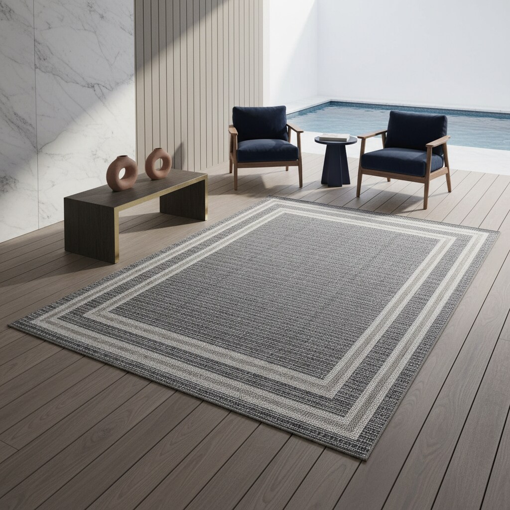 Teppich Outdoor LIRIA in Grau, mit Bord&uuml;re, 120 x 170 cm - Bild 1