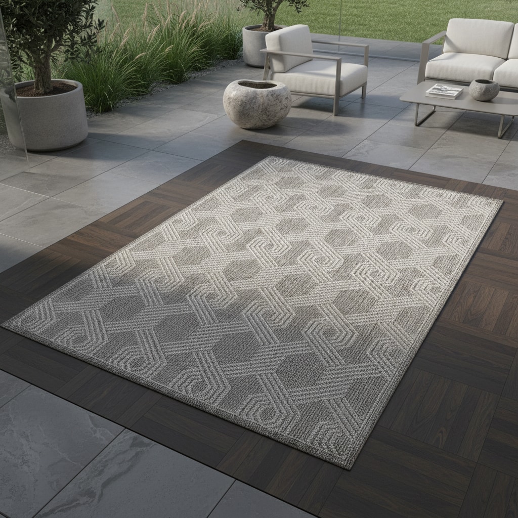Teppich Outdoor LIRIA in Grau, geometrisch, 120 x 170 cm - Bild 1