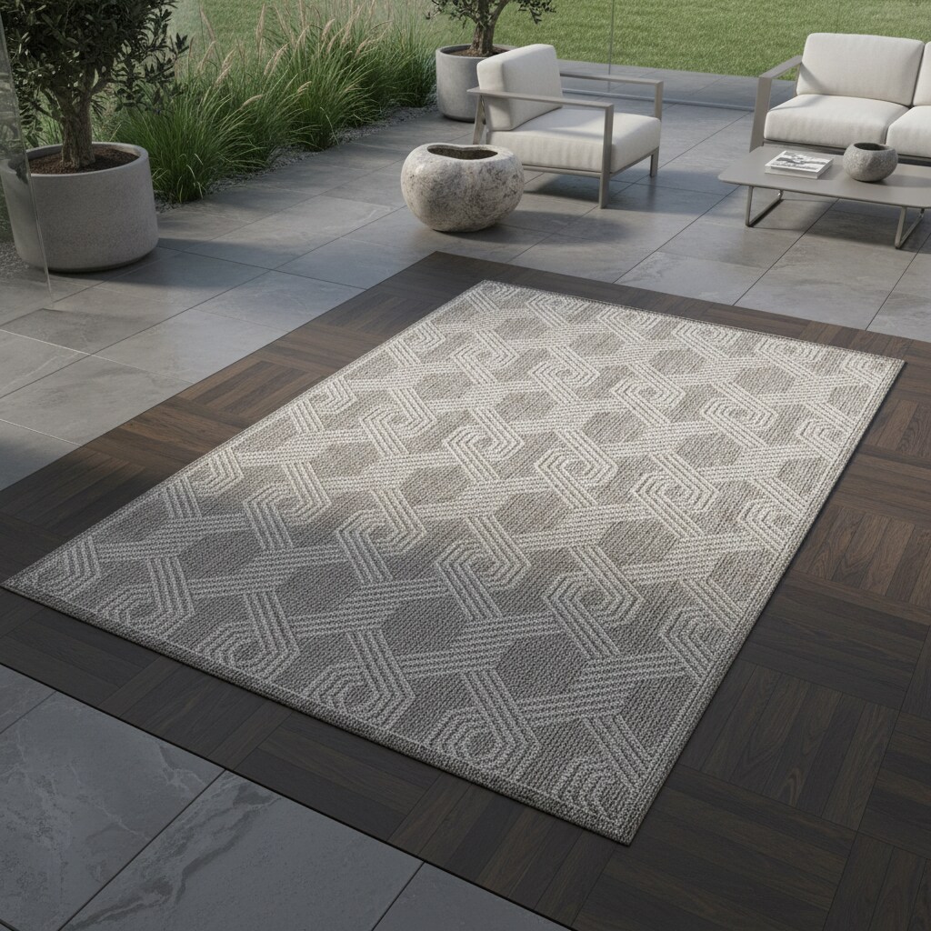 Teppich Outdoor LIRIA in Grau, geometrisch, 120 x 170 cm