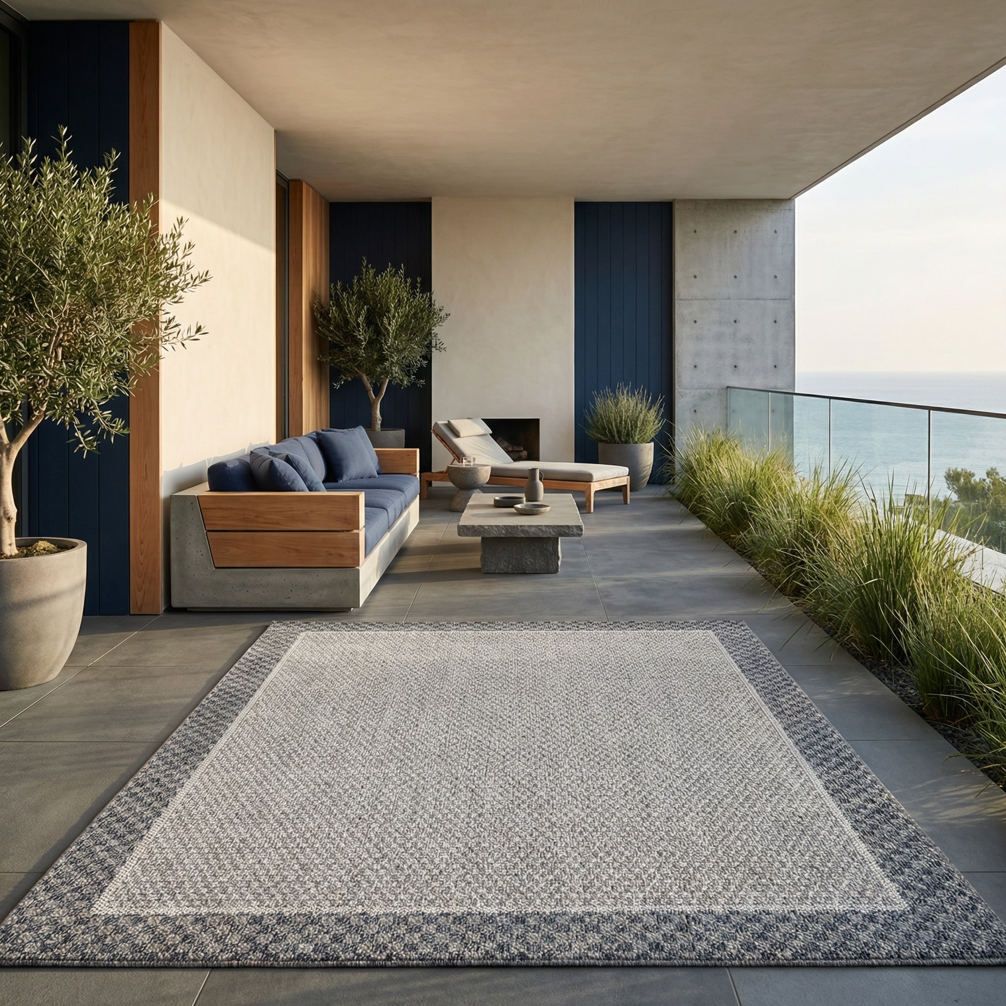 Teppich Outdoor LIRIA in Creme, mit Bord&uuml;re, aus Polypropylen, 240 x 340 cm - Bild 1