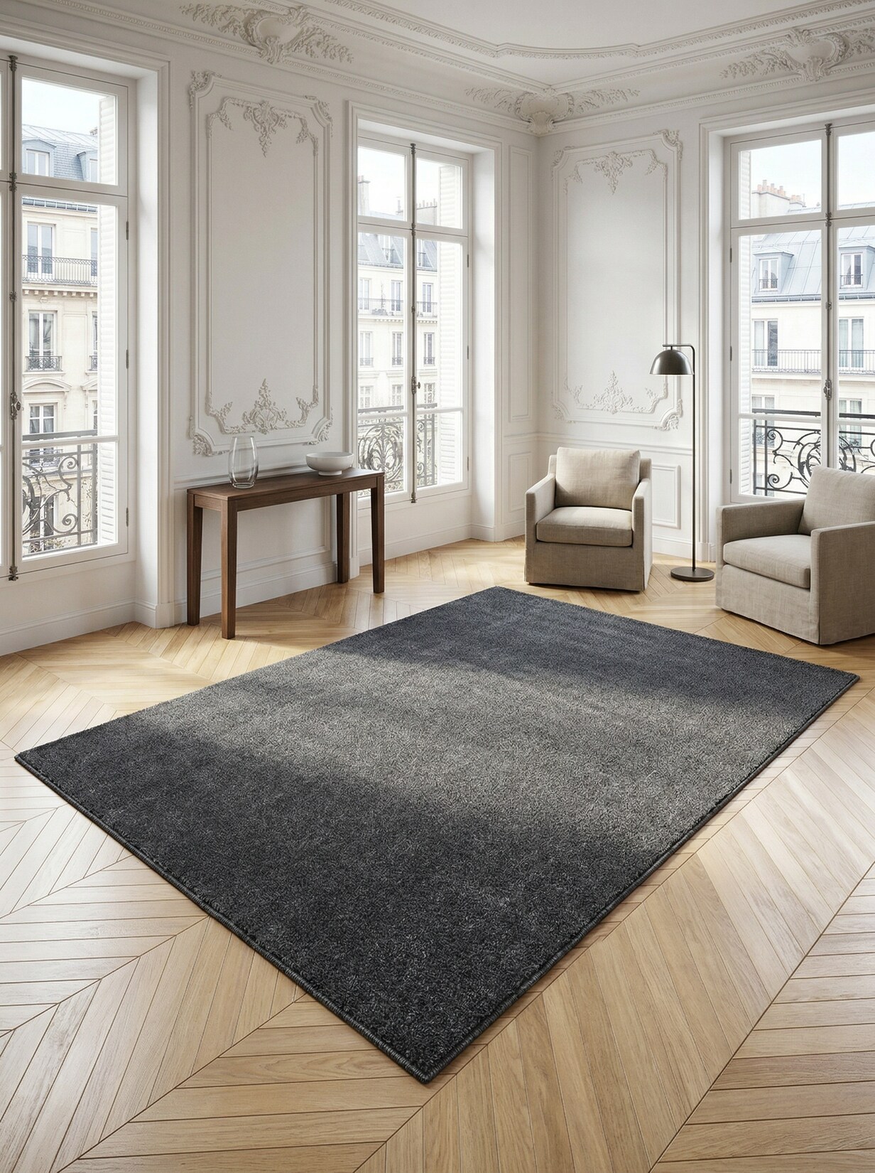Teppich Kurzflor MAIN in Grau, einfarbig, 140 x 200 cm