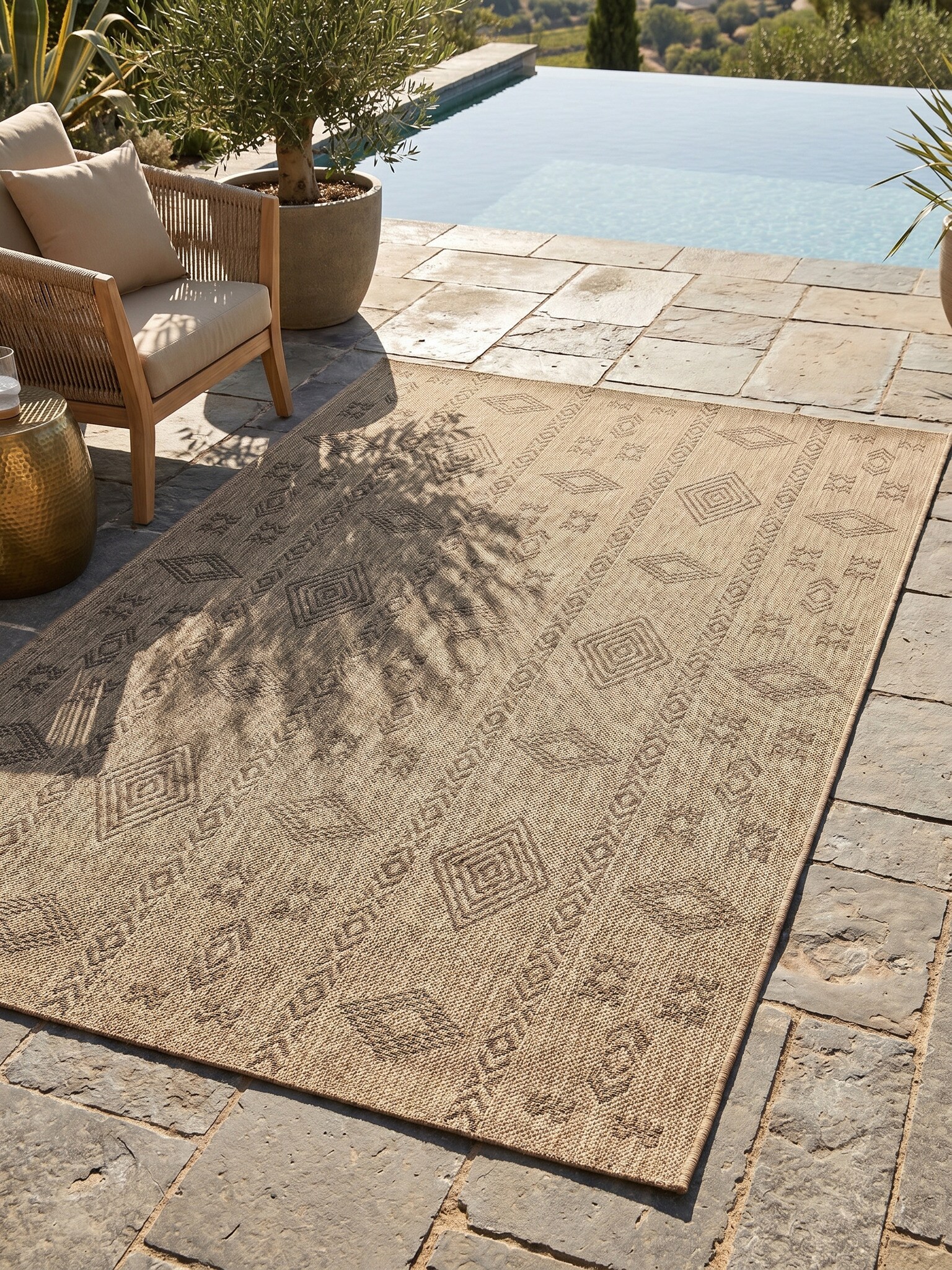 Teppich Outdoor KASBERG in Schwarz, im Vintage-Stil, 140 x 200 cm - Bild 1
