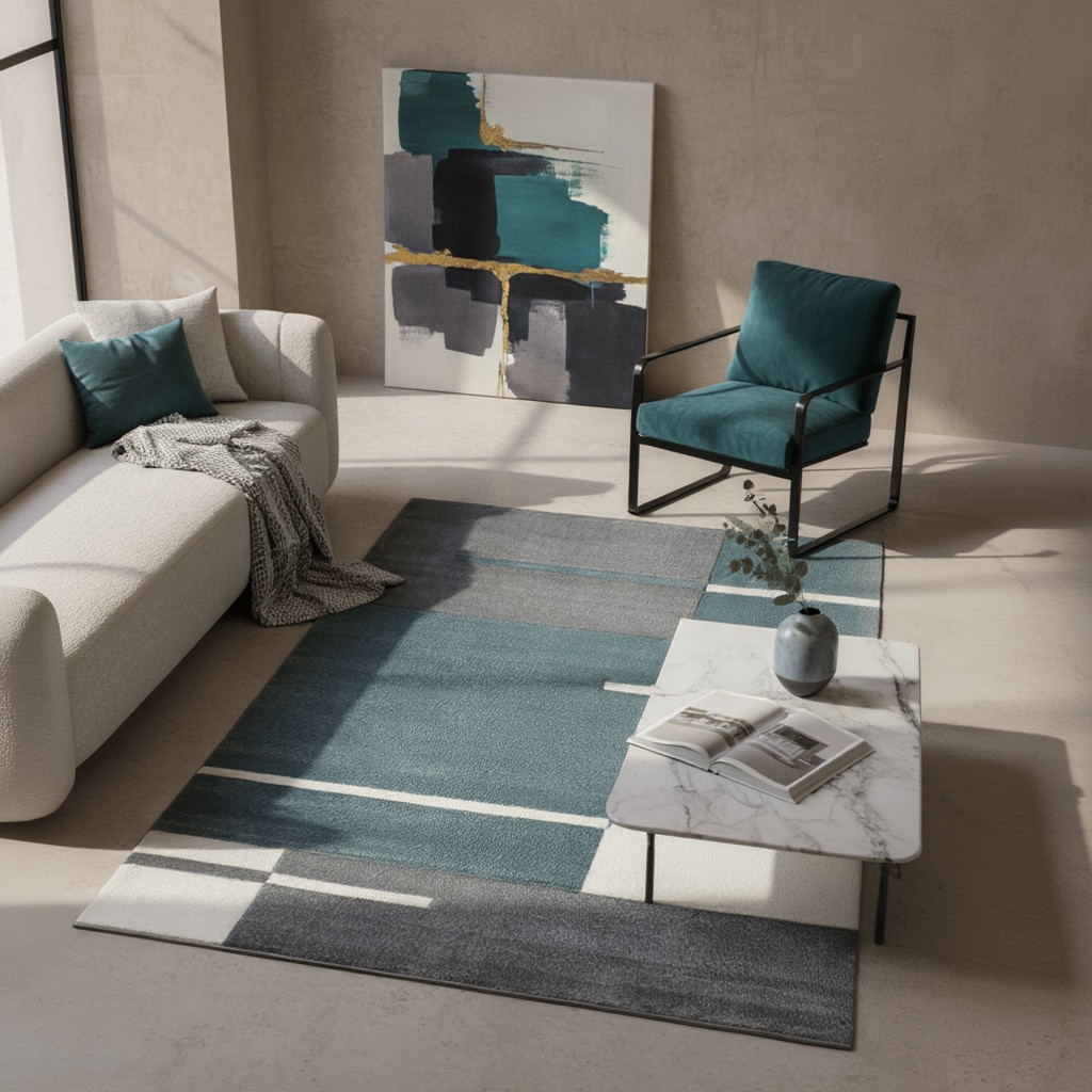 Teppich Kurzflor LATEMAR in Blau, kariert, 160 x 230 cm - Bild 1