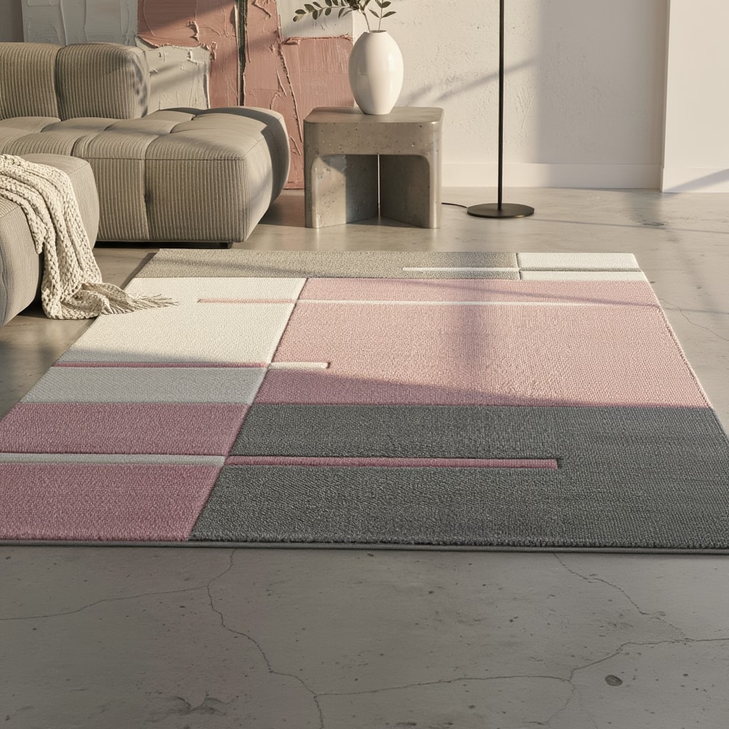 Teppich Kurzflor LATEMAR in Rosa, kariert, 240 x 340 cm - Bild 1