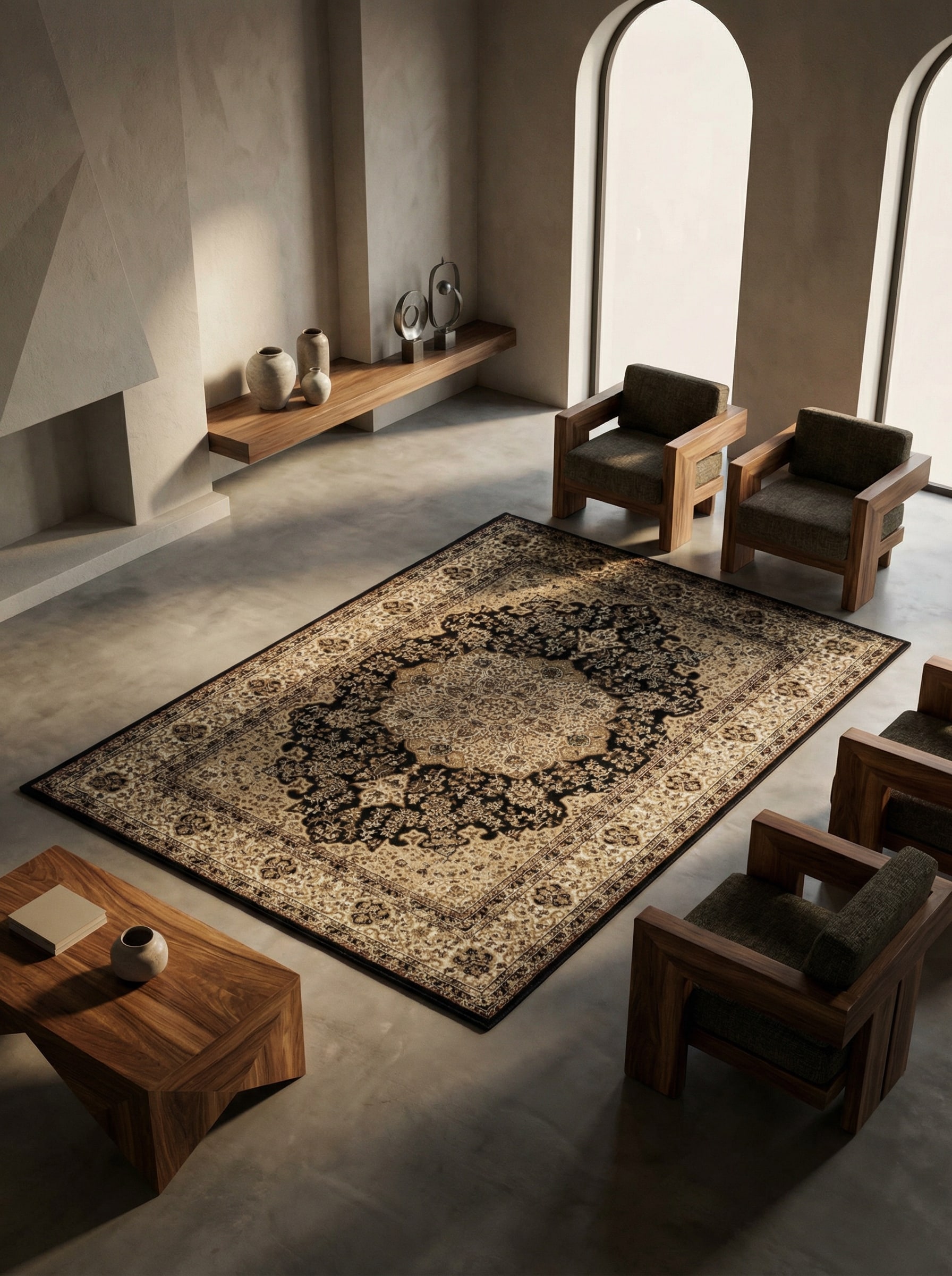 Teppich Kurzflor GEISLER in Schwarz, orientalisch, aus Polypropylen, 120 x 170 cm - Bild 1