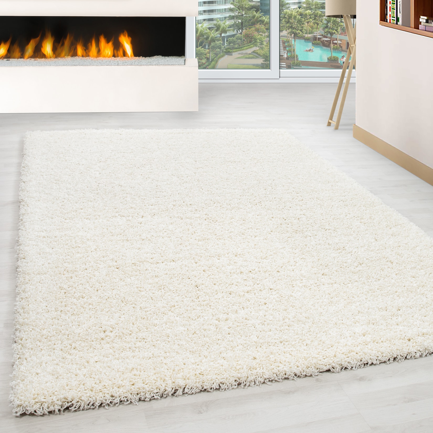 Teppich Hochflor RHEIN in Creme, einfarbig, 120 x 170 cm
