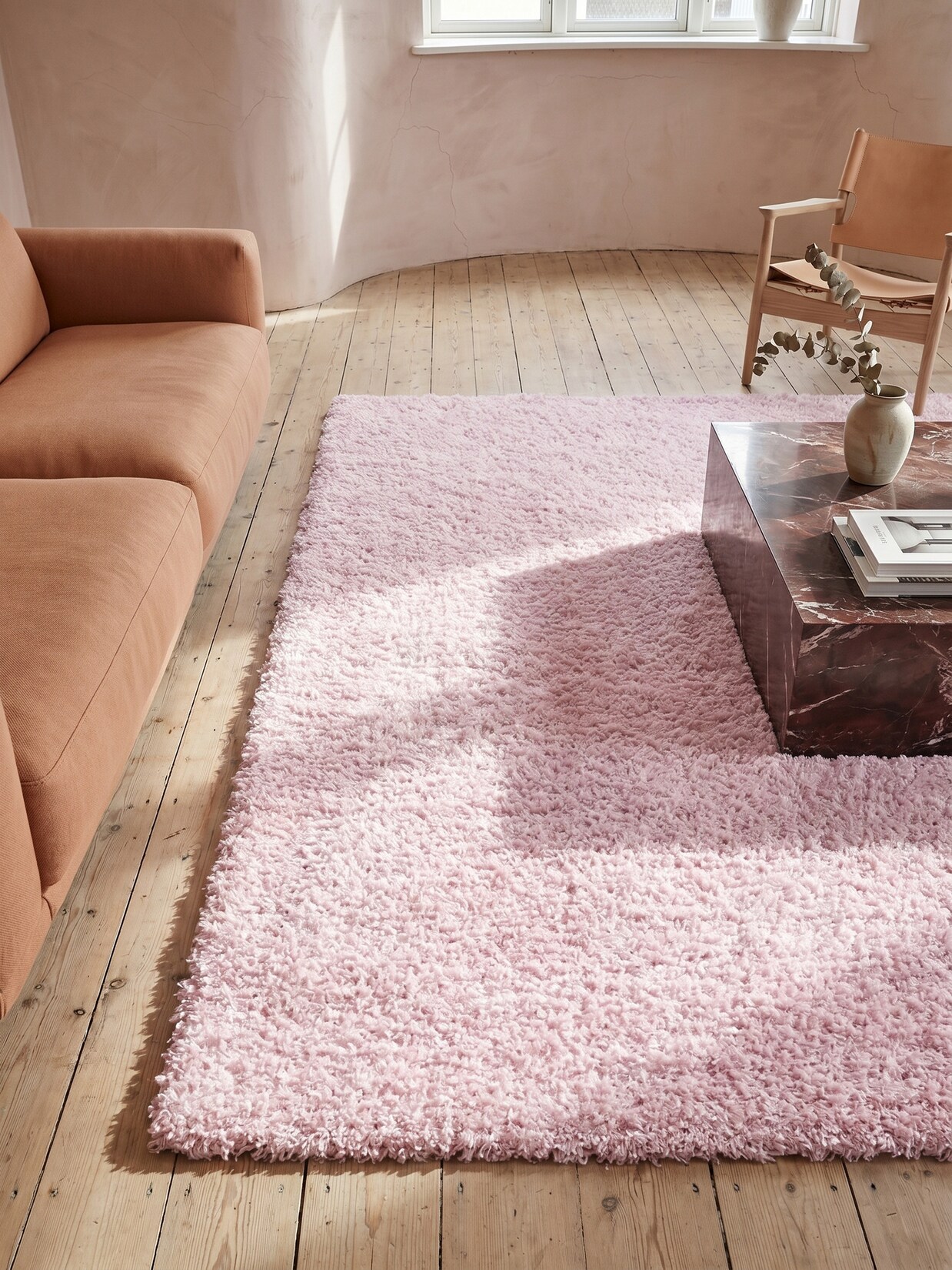 Teppich Hochflor RHEIN in Rosa, einfarbig, 240 x 340 cm
