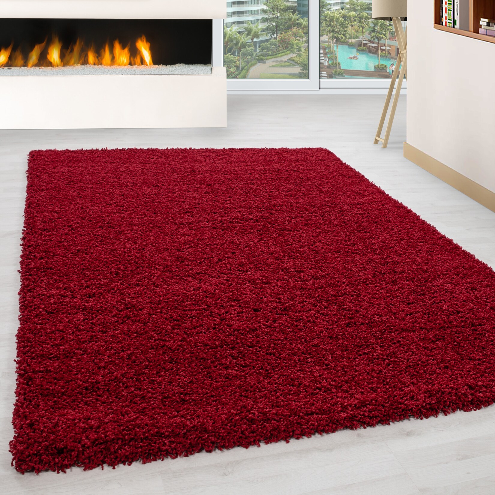 Teppich Hochflor RHEIN in Rot, einfarbig, 100 x 200 cm