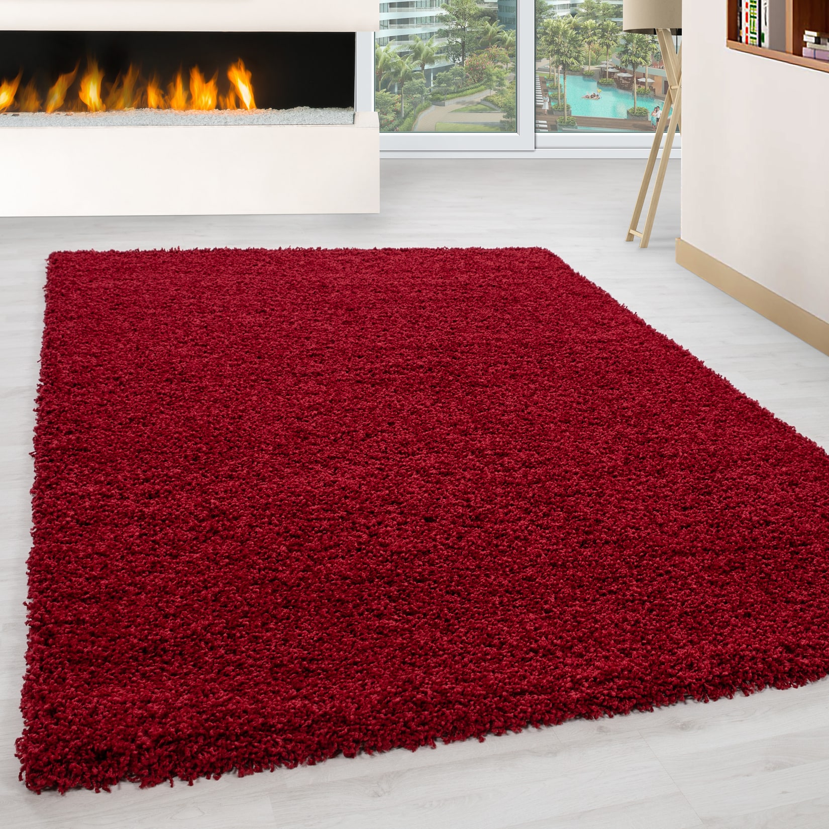 Teppich Hochflor RHEIN in Rot, einfarbig, 200 x 290 cm