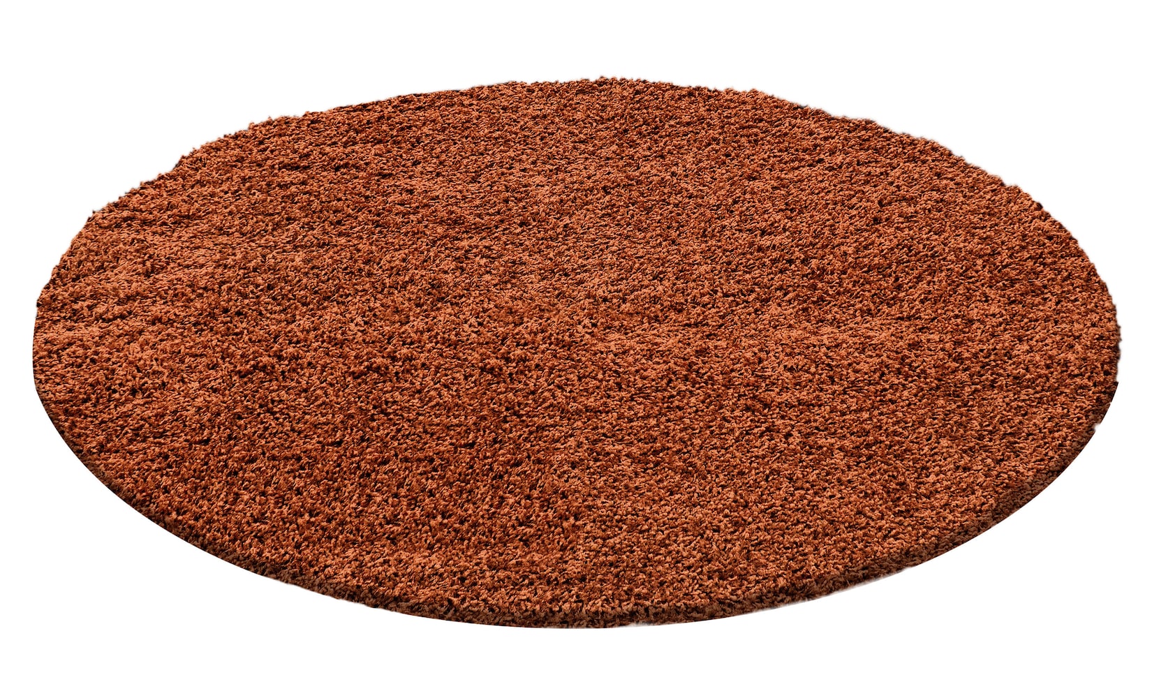 Teppich Hochflor RHEIN in Terrakotta, einfarbig, Ø 160 cm