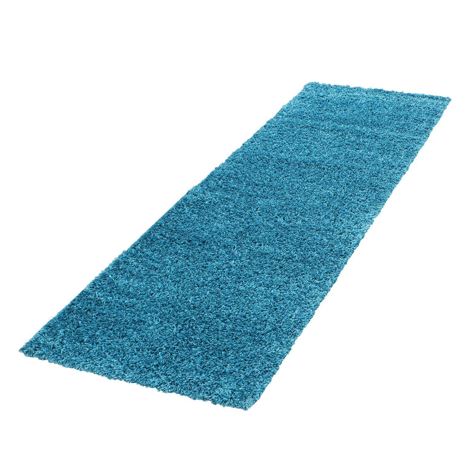 Teppich Hochflor RHEIN in Türkis, einfarbig, 80 x 250 cm