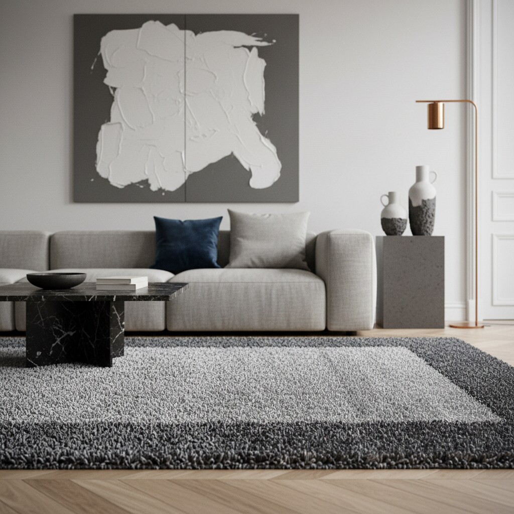 Teppich Hochflor RHEIN in Grau, mit Bord&uuml;re, 300 x 400 cm - Bild 1