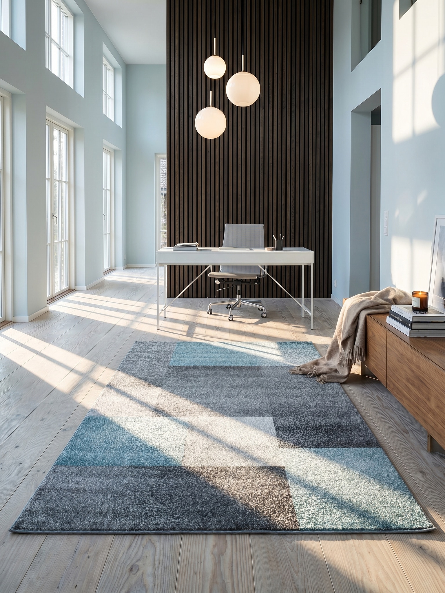Teppich Kurzflor SOLDA in Blau, kariert, 200 x 290 cm - Bild 1