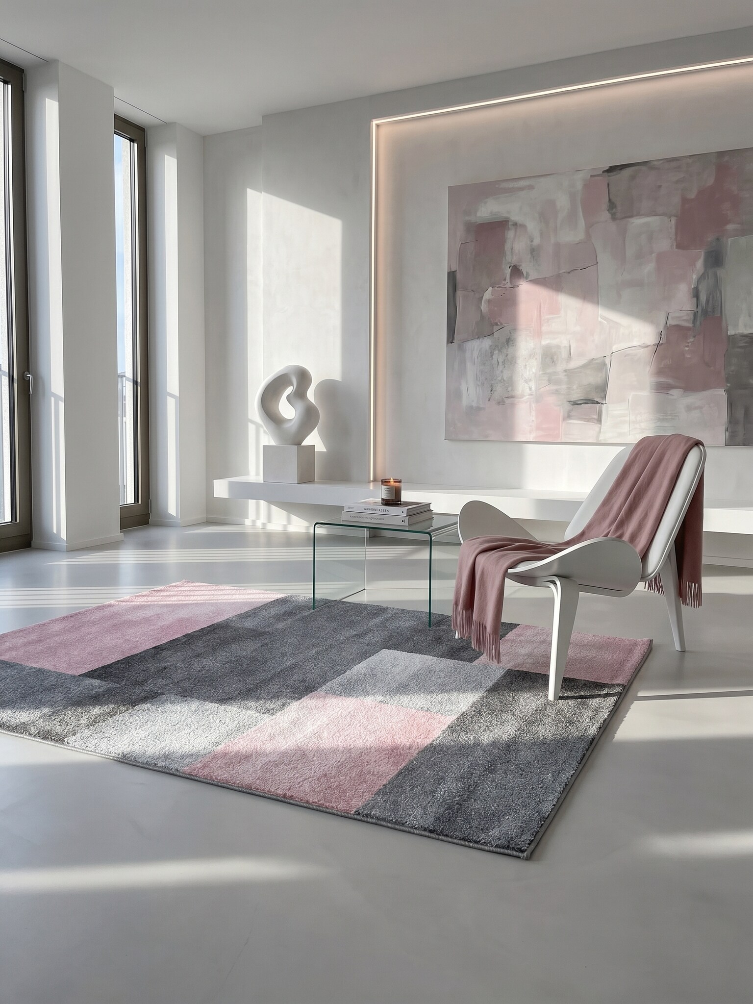 Teppich Kurzflor SOLDA in Rosa, kariert, 160 x 230 cm - Bild 1
