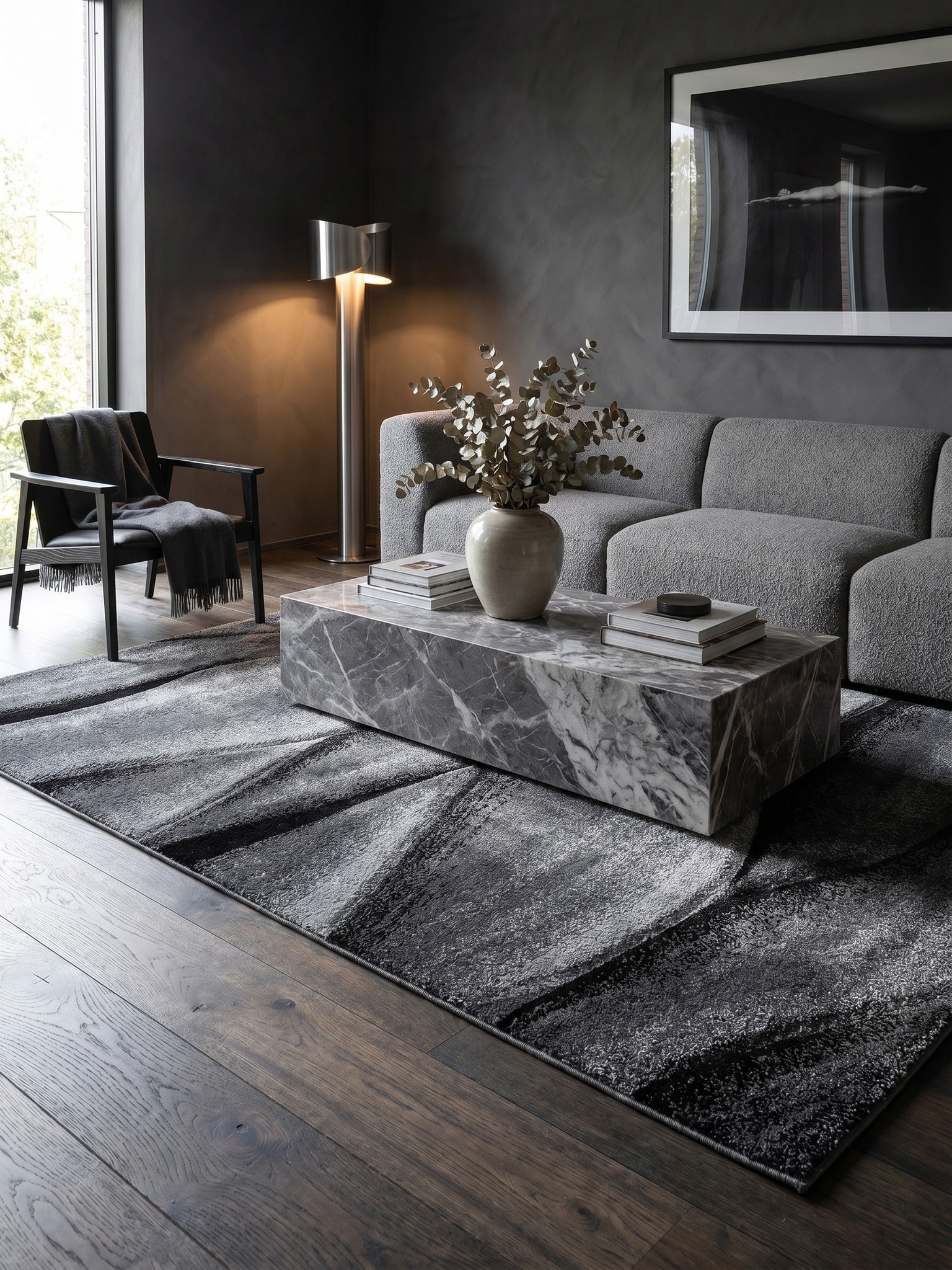 Teppich Kurzflor SOLDA in Schwarz, mit Farbverlauf, 120 x 170 cm - Bild 1