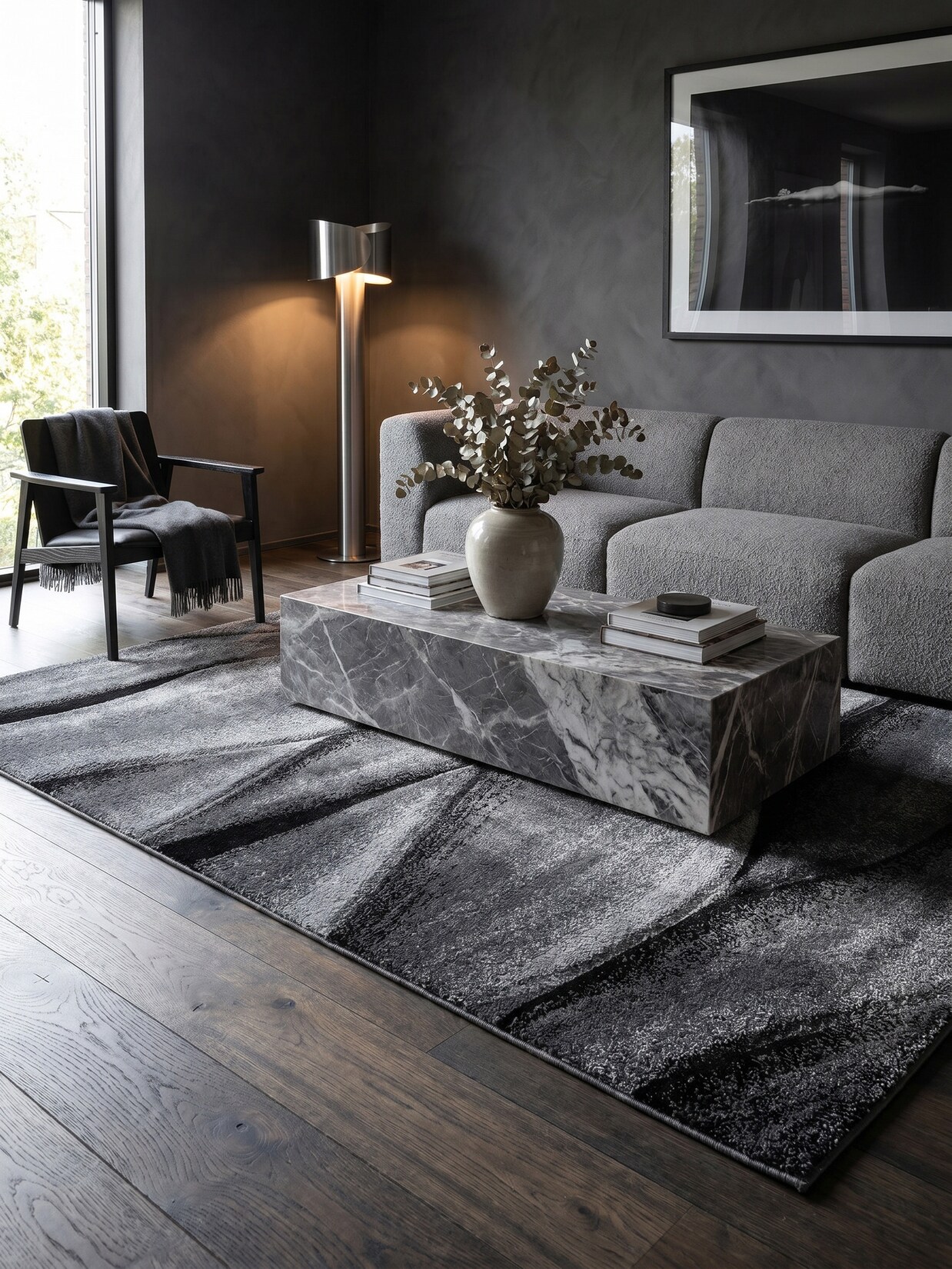 Teppich Kurzflor SOLDA in Schwarz, mit Farbverlauf, 240 x 340 cm