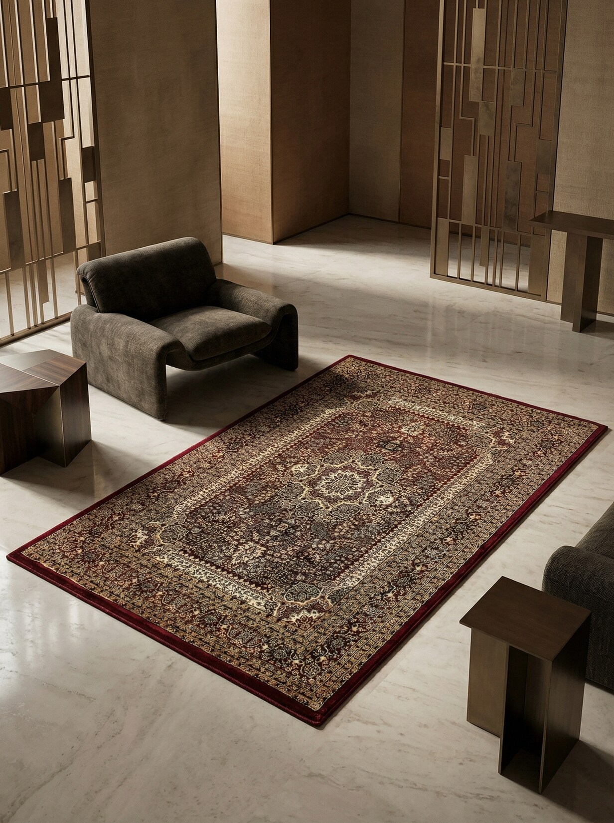 Teppich Kurzflor TANNHEIM in Rot, orientalisch, 80 x 150 cm