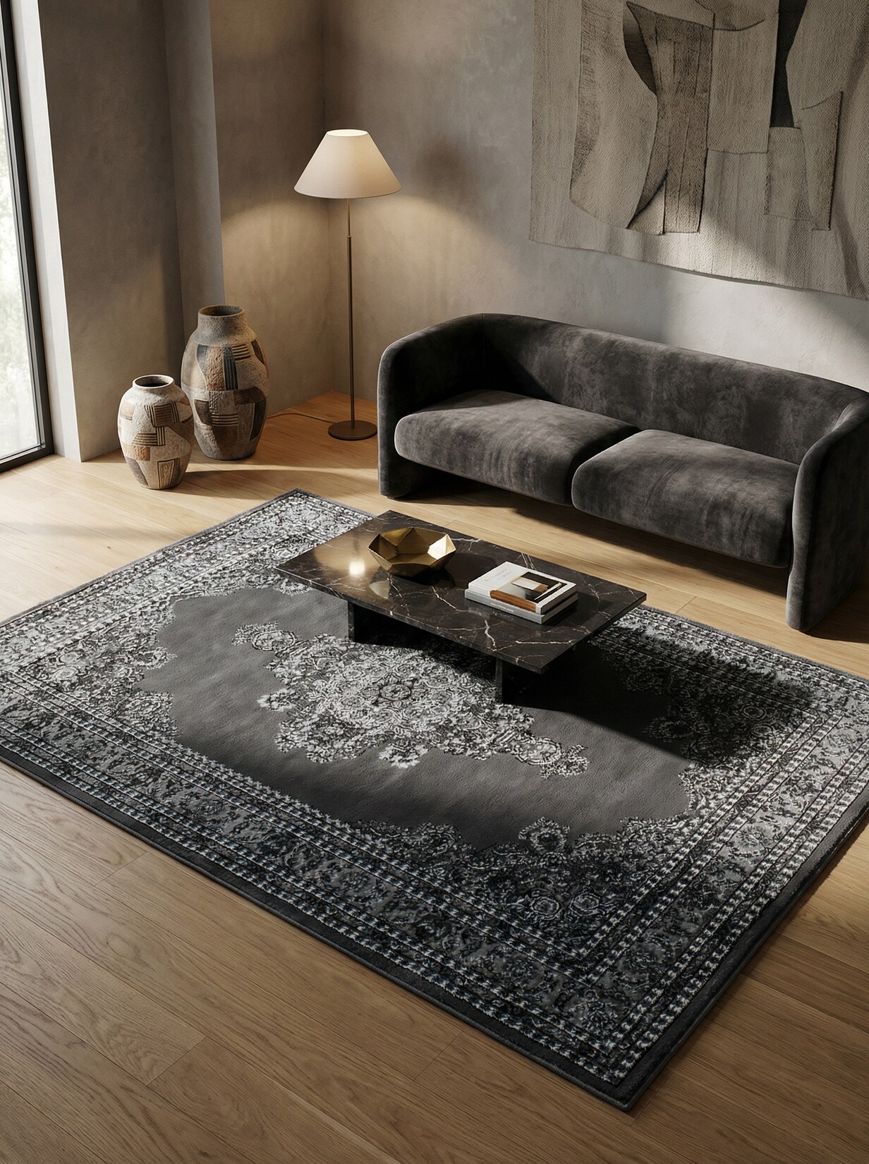 Teppich Kurzflor TANNHEIM in Grau, orientalisch, Florhöhe 12 mm, 80 x 150 cm