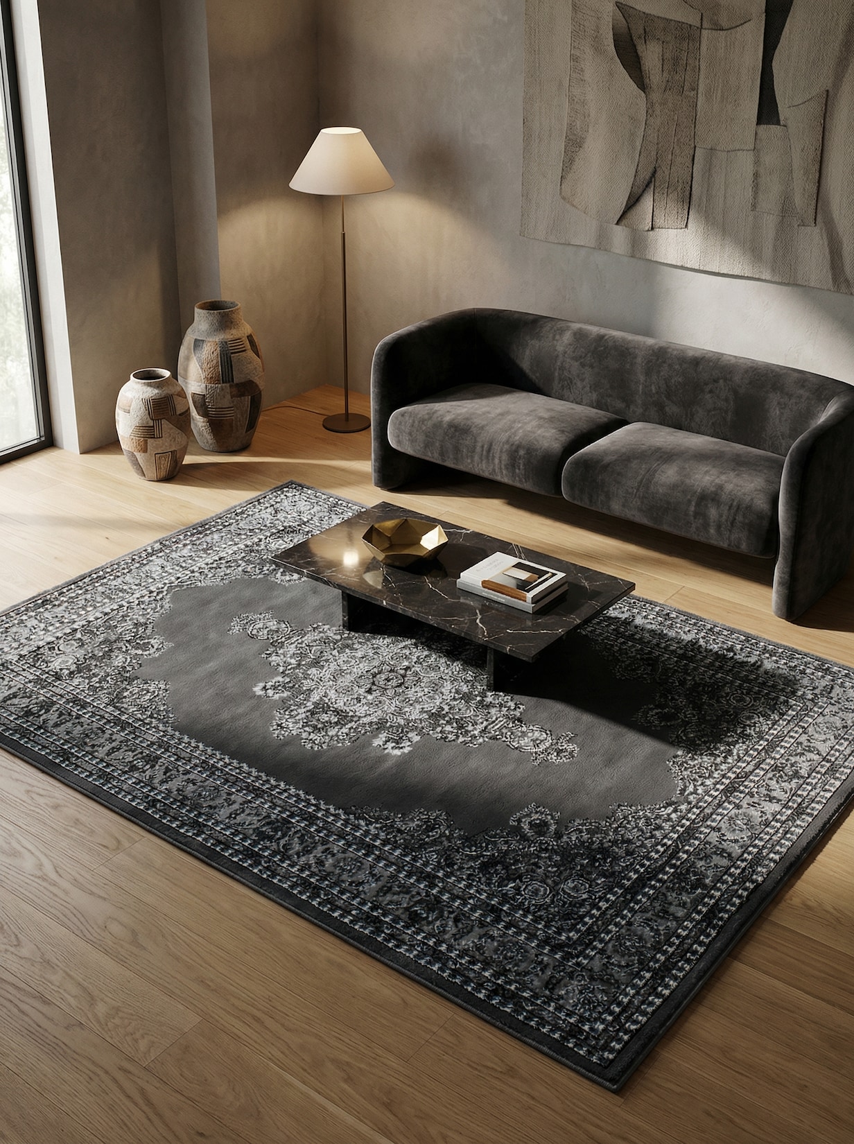 Teppich Kurzflor TANNHEIM in Grau, orientalisch, Florhöhe 12 mm, 160 x 230 cm