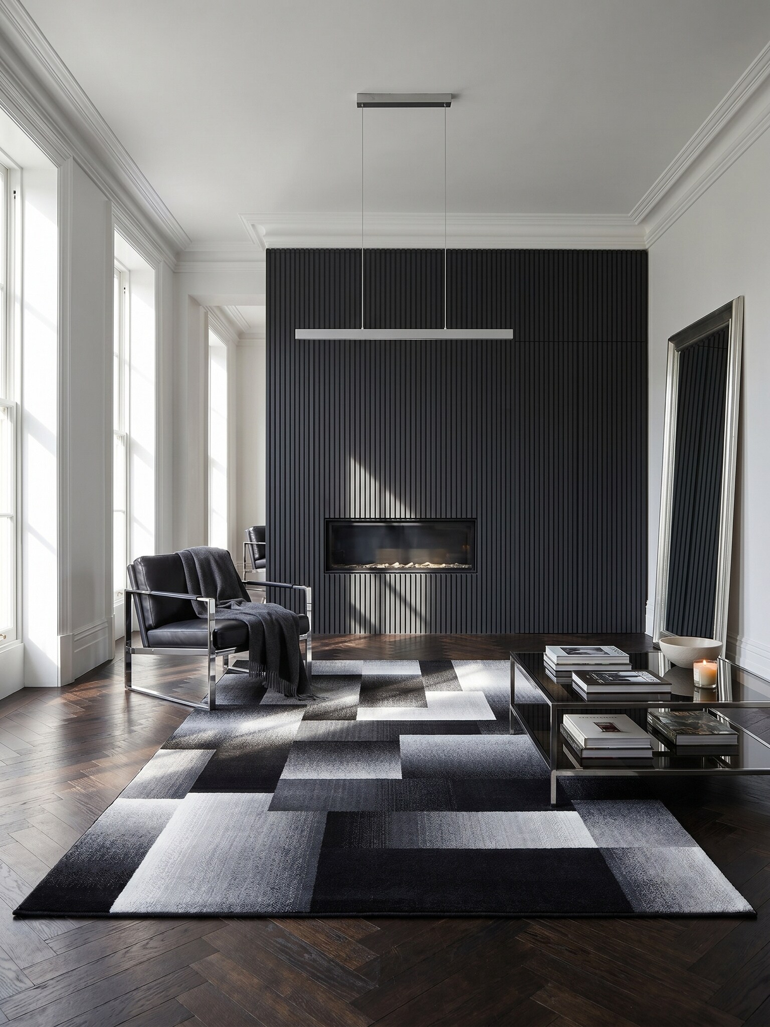 Teppich Kurzflor ASPEN in Schwarz, abstrakt kariert, 140 x 200 cm - Bild 1