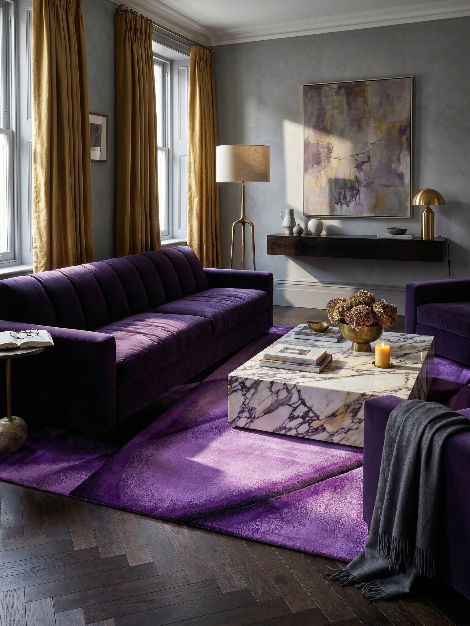 Teppich Kurzflor ASPEN in Violett, abstrakt, 140 x 200 cm - Bild 1