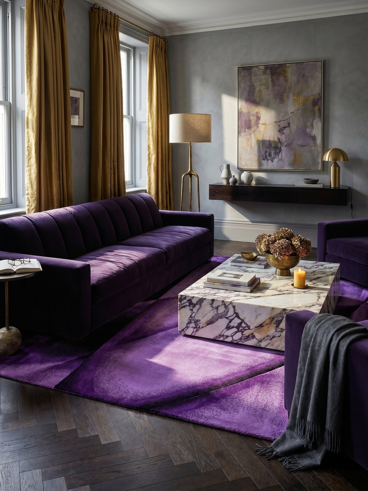 Teppich Kurzflor ASPEN in Violett, abstrakt, 140 x 200 cm