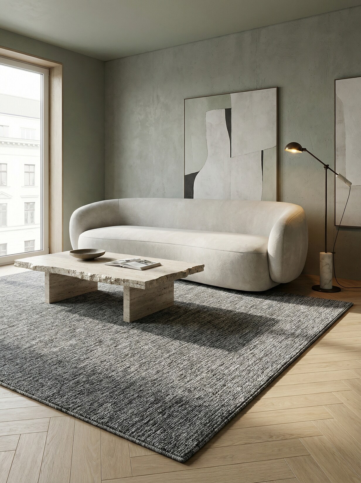 Teppich Kurzflor AMMER in Grau, einfarbig, 120 x 170 cm