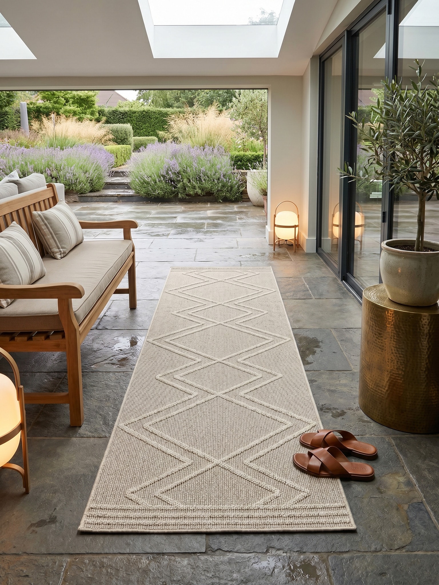 Teppich Outdoor IMST in Beige, im Boho-Stil, aus Polypropylen, 80 x 250 cm - Bild 1