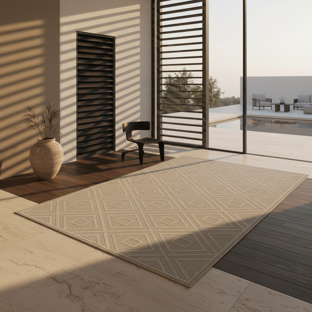 Teppich Outdoor IMST in Beige, mit Rautenmuster, aus Polypropylen, 80 x 150 cm - Bild 1