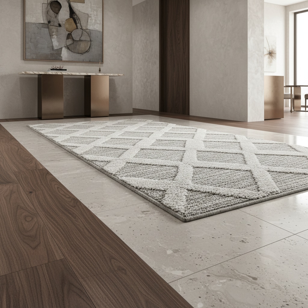 Teppich Hochflor TALFER in Grau, im Boho-Stil, 80 x 250 cm - Bild 1