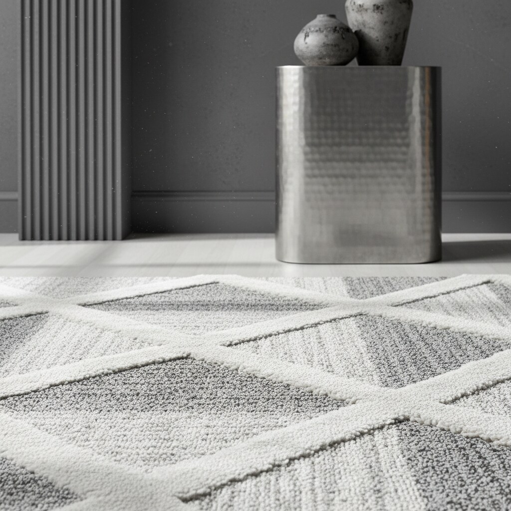 Teppich Hochflor TALFER in Grau, geometrisch, Florhöhe 20 mm, 120 x 170 cm