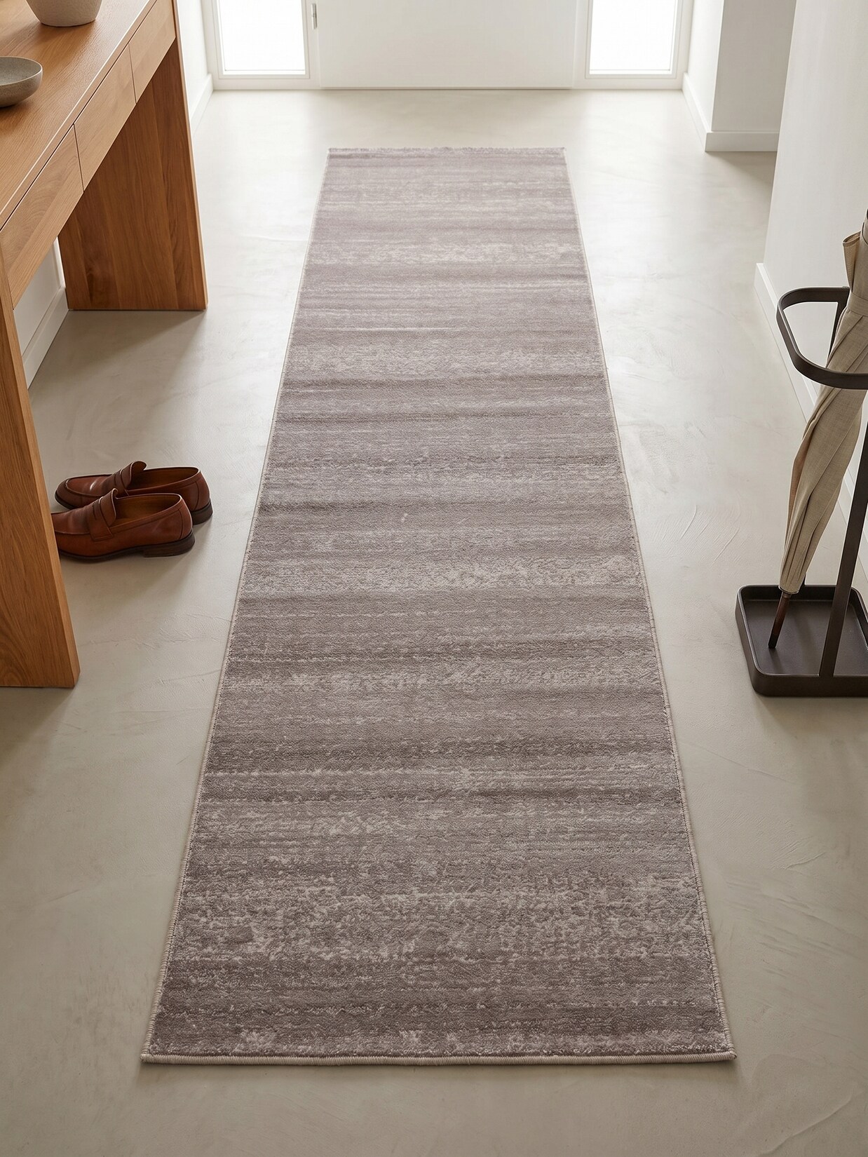 Teppich Kurzflor INN in Beige, einfarbig, 80 x 300 cm