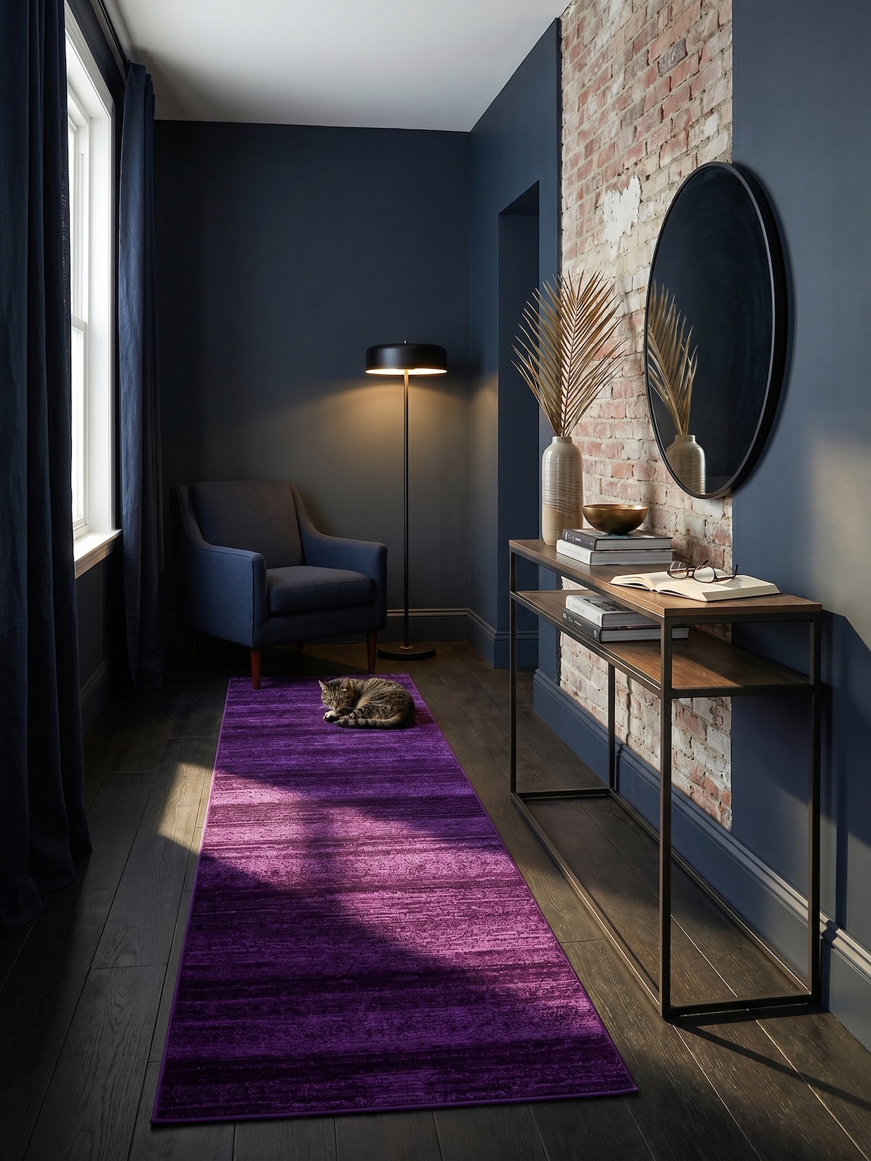 Teppich Kurzflor INN in Violett, einfarbig, 80 x 300 cm