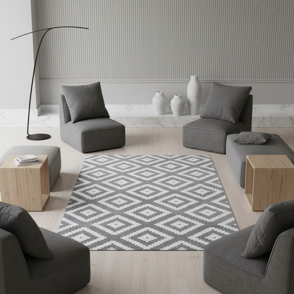 Teppich Kurzflor INN in Grau, geometrisch, 160 x 230 cm - Bild 1