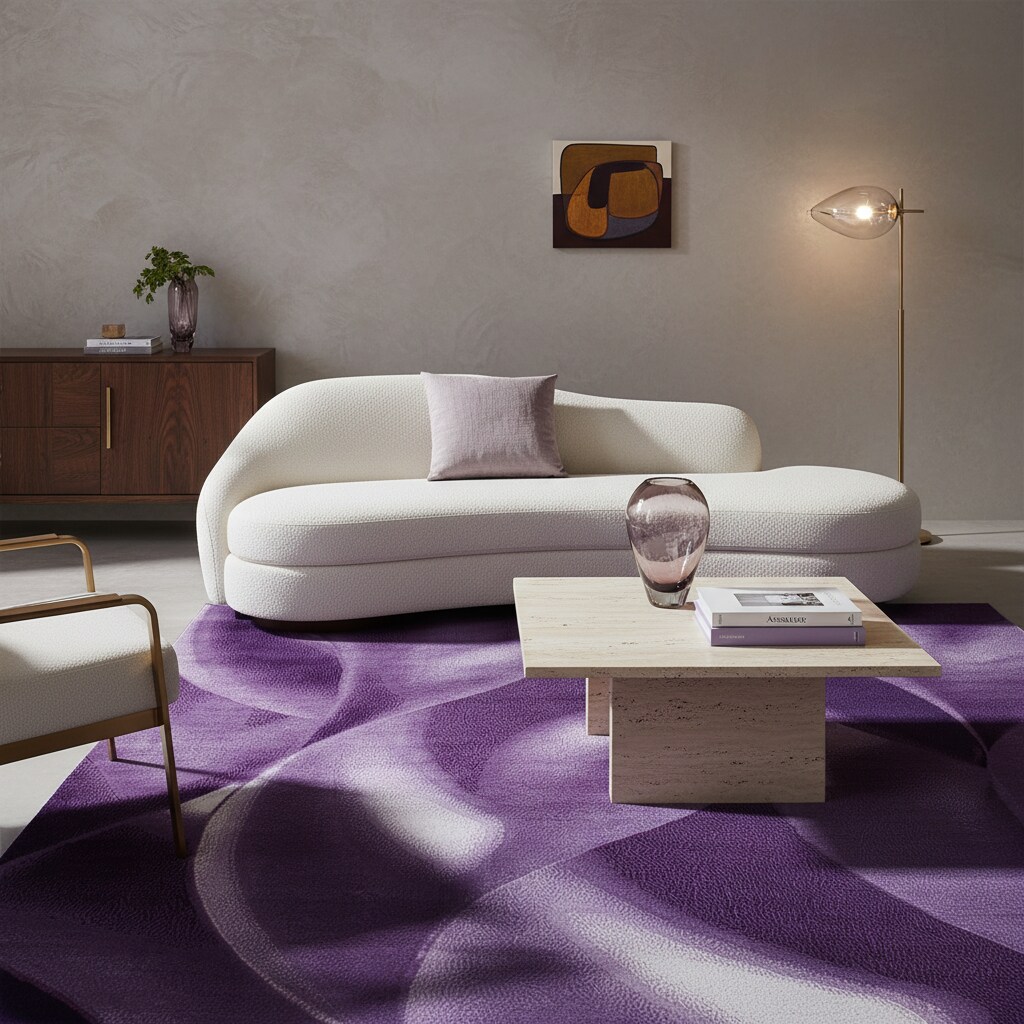 Teppich Kurzflor INN in Violett, mit abstraktem Wellenmuster, 160 x 230 cm - Bild 1